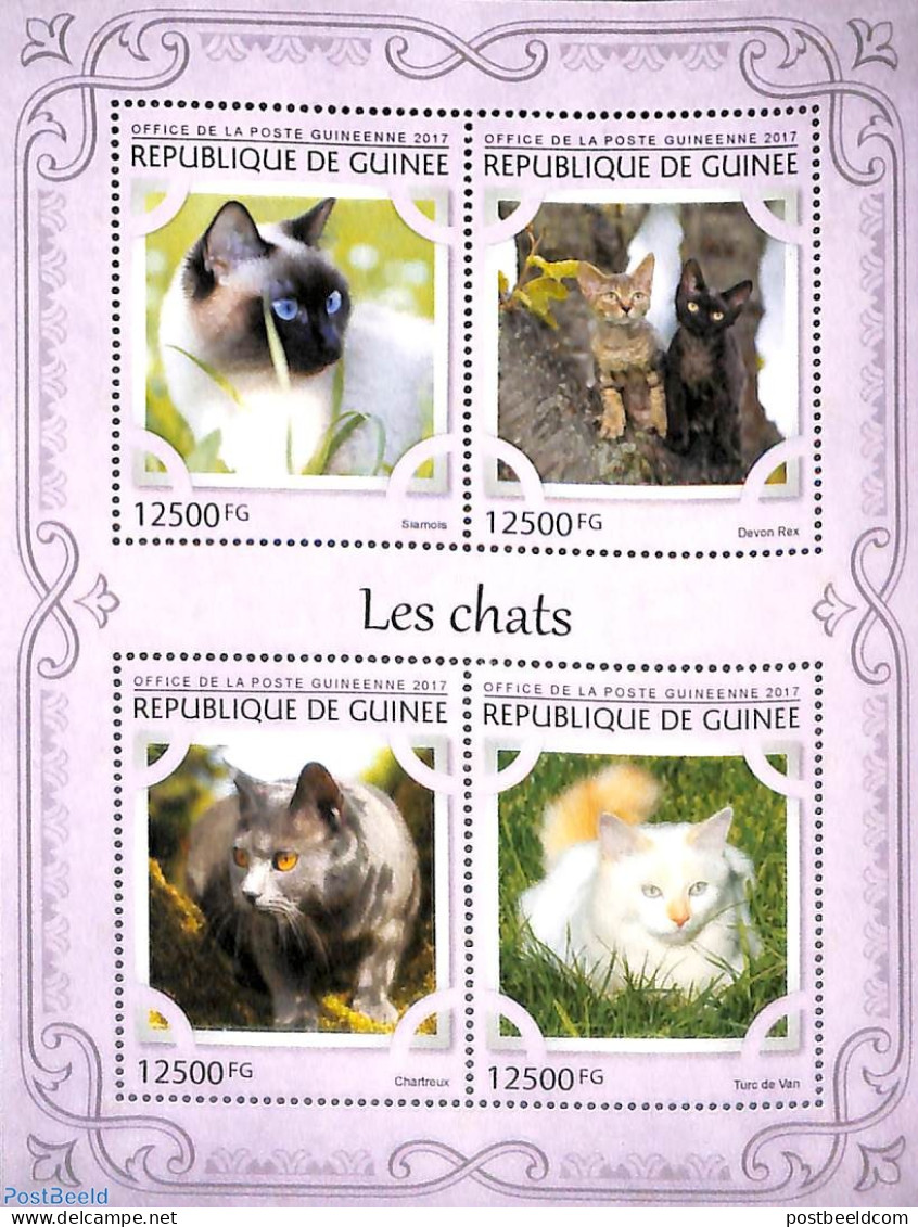 Guinea, Republic 2017 Cats 4v M/s, Mint NH, Nature - Cats - Sonstige & Ohne Zuordnung