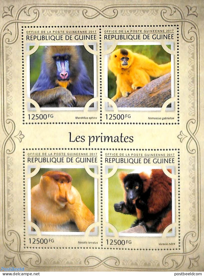 Guinea, Republic 2017 Monkeys 4v M/s, Mint NH, Nature - Monkeys - Sonstige & Ohne Zuordnung