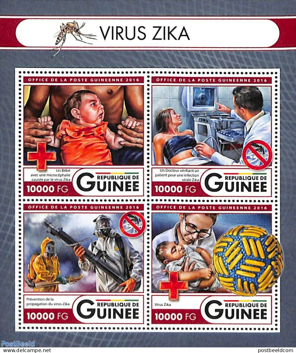 Guinea, Republic 2016 ZIKA Virus 4v M/s, Mint NH, Health - Health - Other & Unclassified