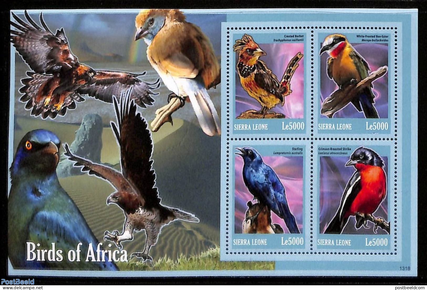 Sierra Leone 2013 Birds Of Africa M/s, Mint NH, Nature - Birds - Andere & Zonder Classificatie