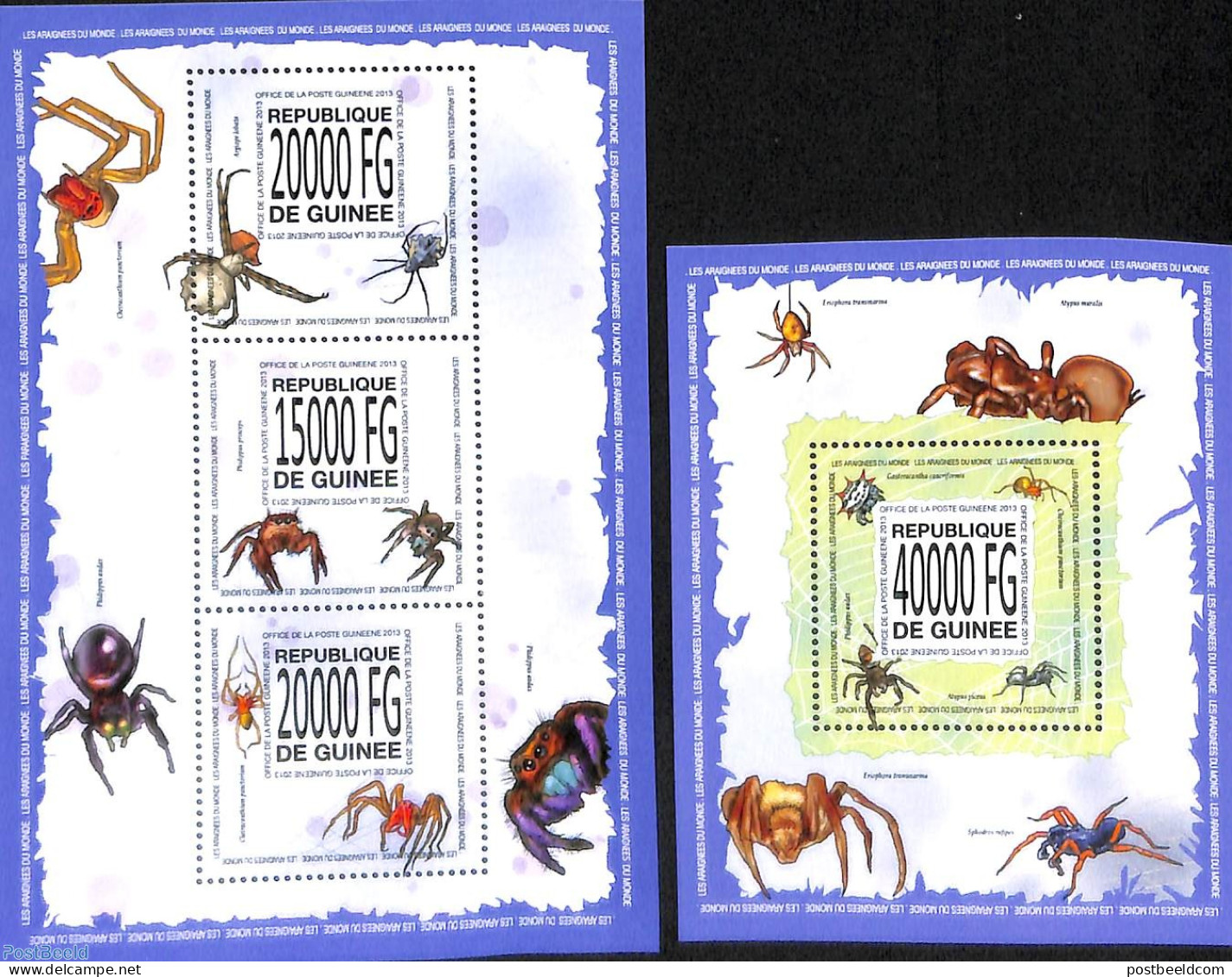 Guinea, Republic 2013 Spiders 2 S/s, Mint NH, Nature - Animals (others & Mixed) - Autres & Non Classés