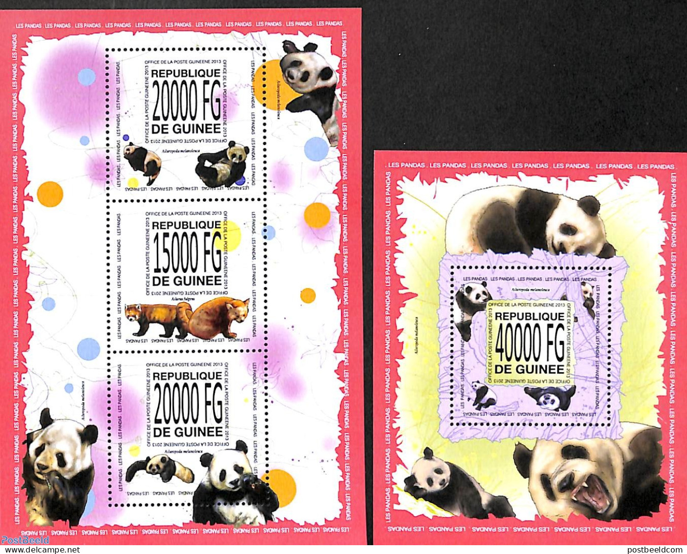 Guinea, Republic 2013 Panda Bears 2 S/s, Mint NH, Nature - Animals (others & Mixed) - Pandas - Sonstige & Ohne Zuordnung