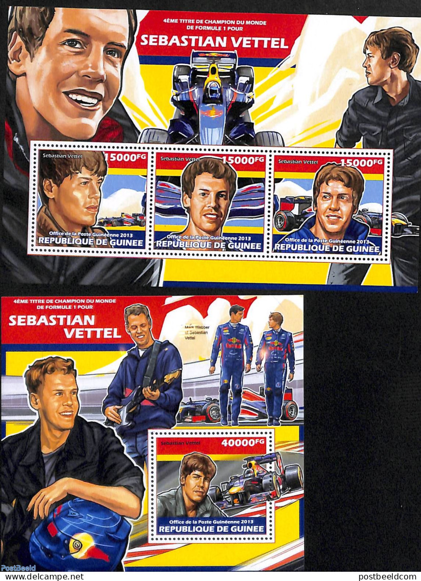 Guinea, Republic 2013 Sebastian Vettel 2 S/s, Mint NH, Sport - Transport - Autosports - Automobiles - Voitures