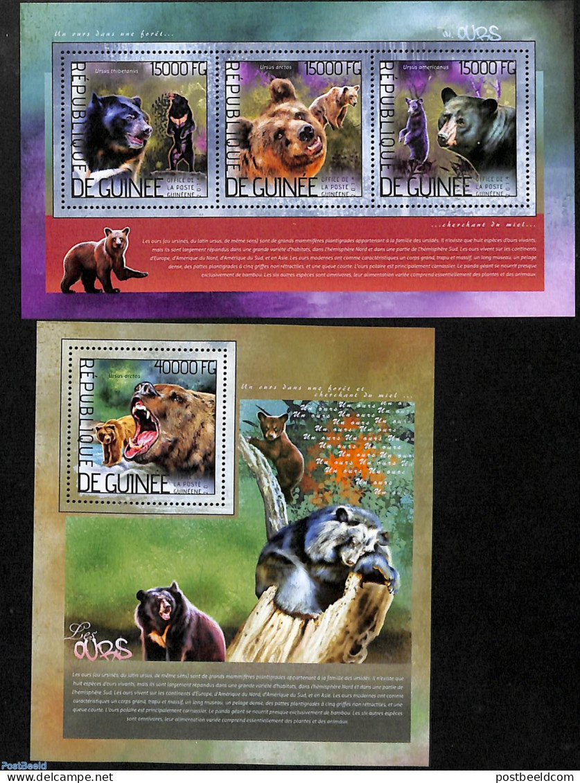 Guinea, Republic 2014 Bears 2 S/s, Mint NH, Nature - Animals (others & Mixed) - Bears - Sonstige & Ohne Zuordnung