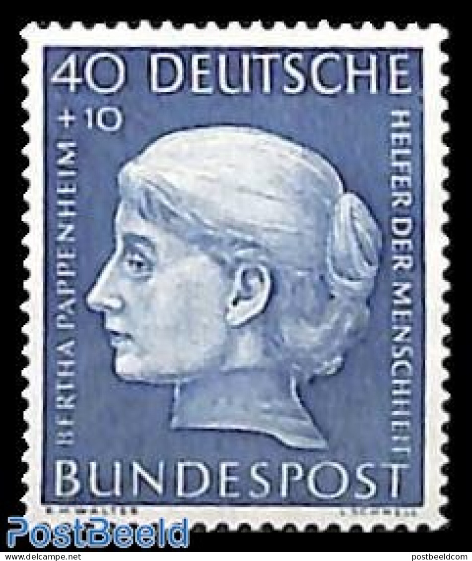 Germany, Federal Republic 1954 40+10pf, Stamp Out Of Set, Mint NH, History - Unused Stamps