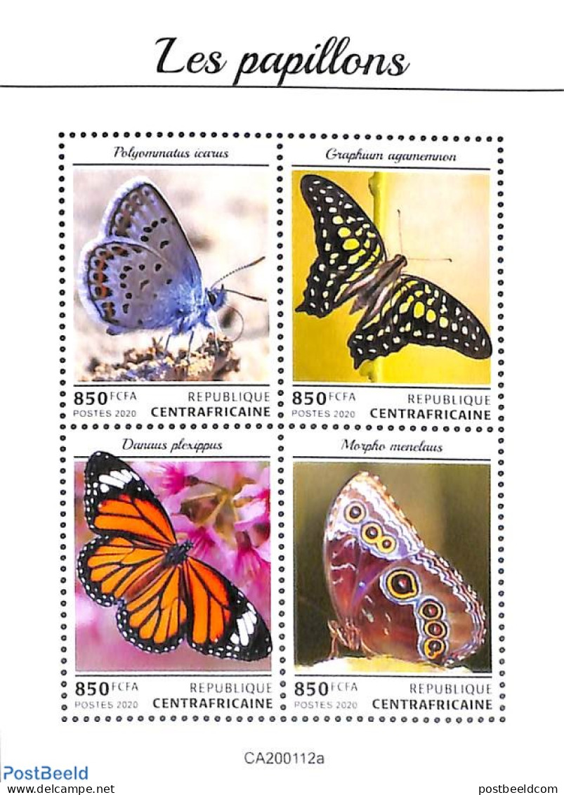 Central Africa 2020 Butterflies 4v M/s, Mint NH, Nature - Butterflies - Centrafricaine (République)