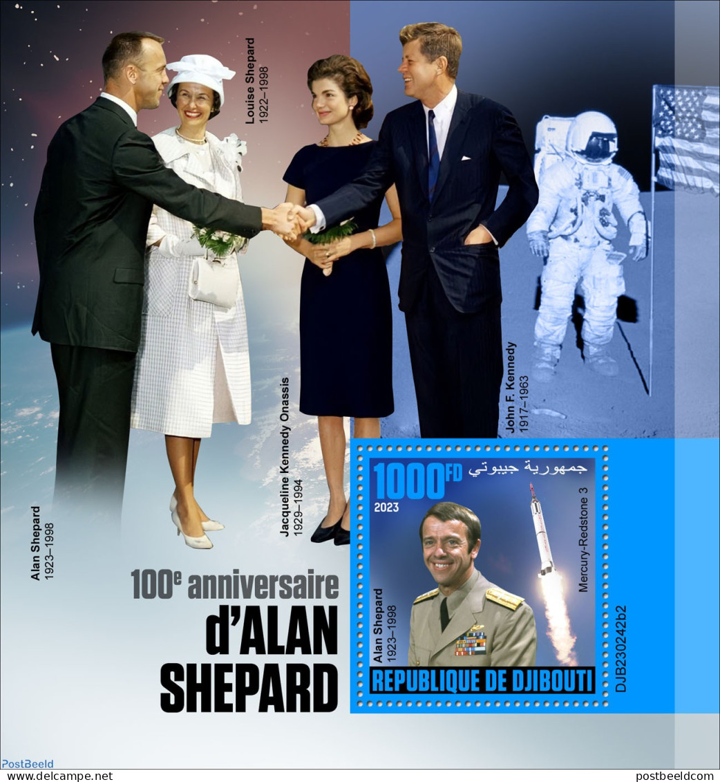 Djibouti 2023 100th Anniversary Of Alan Shepard, Mint NH, History - Transport - American Presidents - Space Exploration - Dschibuti (1977-...)