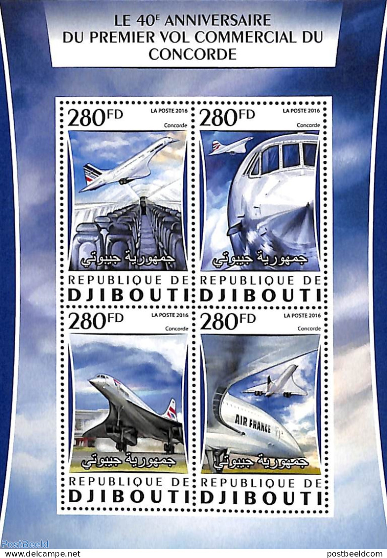 Djibouti 2016 Concorde 4v M/s, Mint NH, Transport - Concorde - Aircraft & Aviation - Concorde