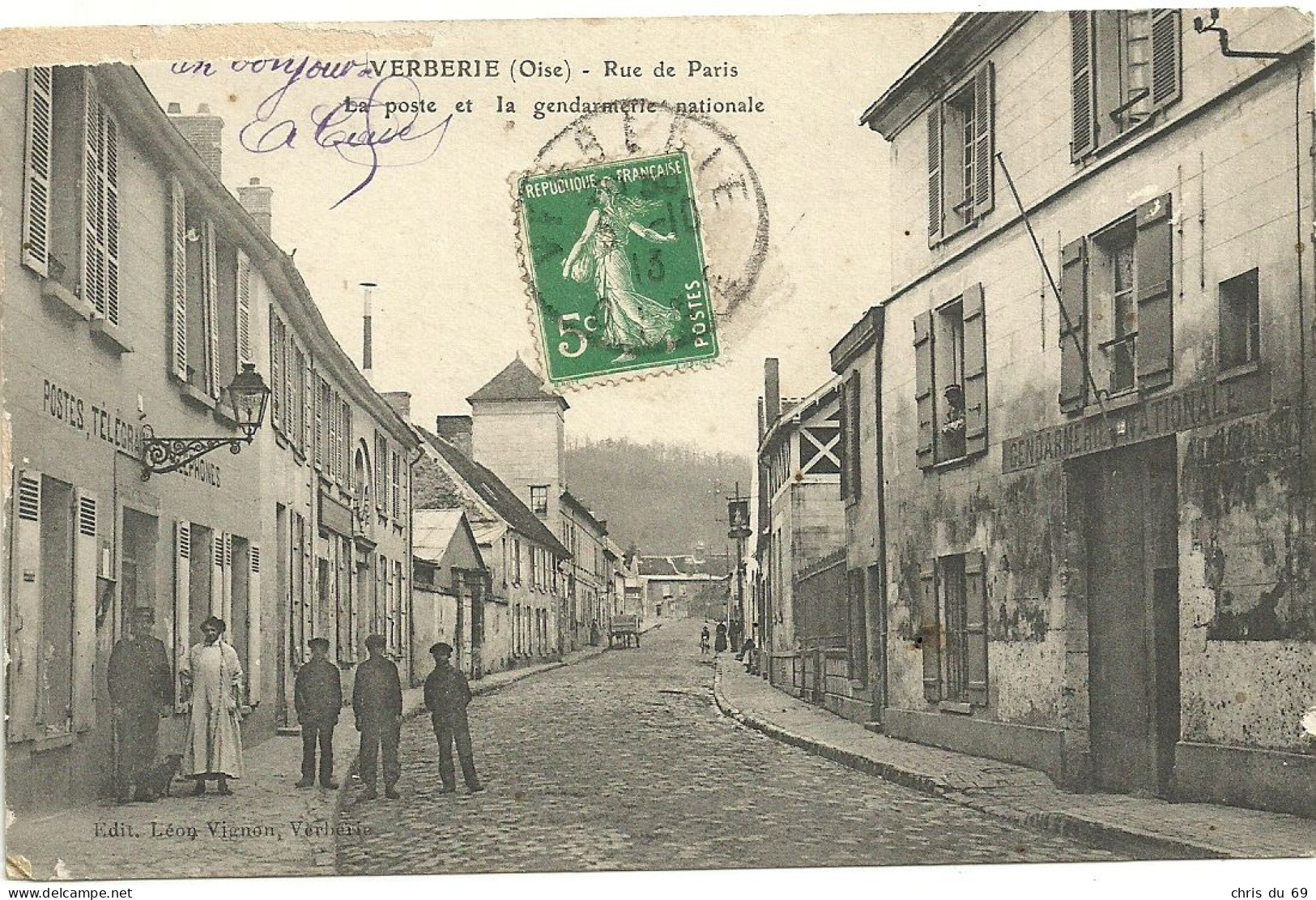 Verberie Rue De Paris La Poste Et La Gendarmerie Nationale - Verberie