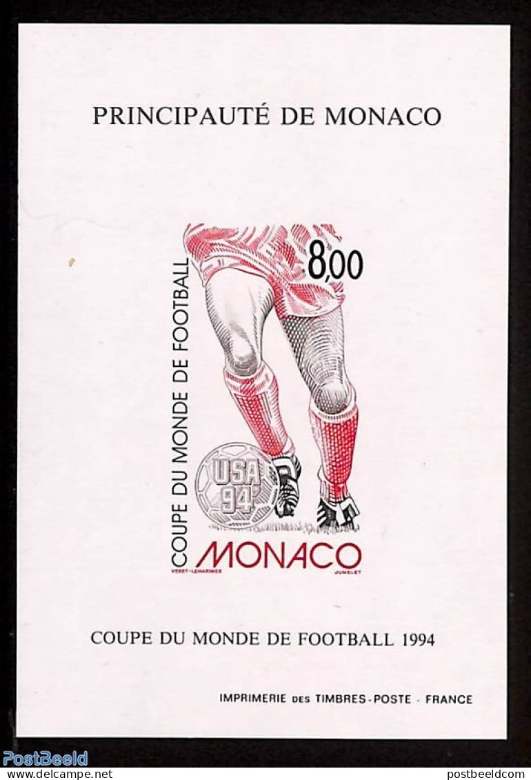 Monaco 1994 World Cup Football, Special S/s, Imperforated, Mint NH, Sport - Football - Unused Stamps