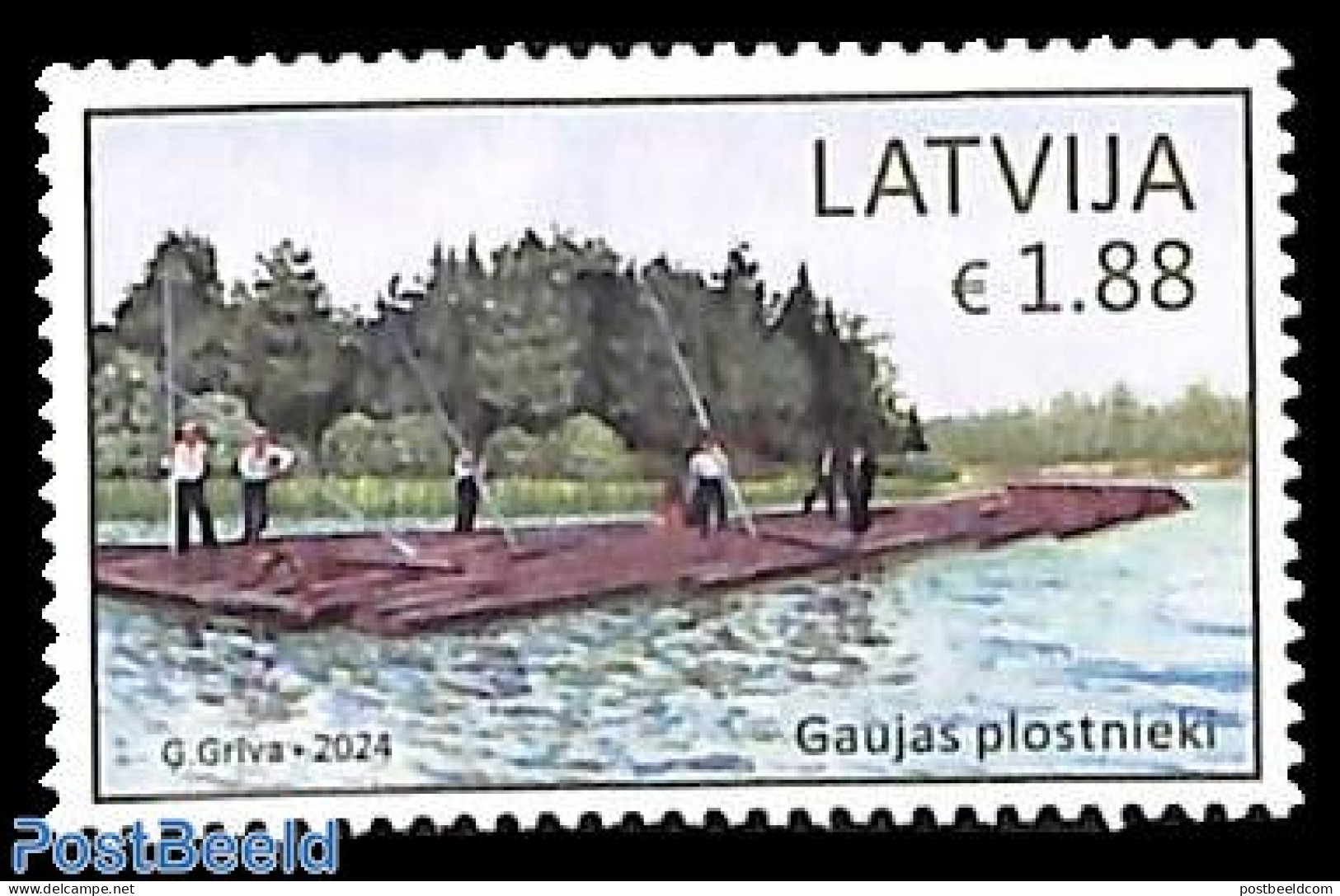 Latvia 2024 Gauja Rafters 1v, Mint NH, Nature - Transport - Trees & Forests - Ships And Boats - Rotary Club