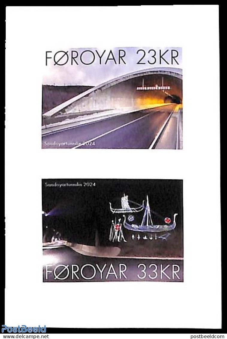 Faroe Islands 2024 Sandoy Tunnels 2v S-a, Mint NH, Transport - Ships And Boats - Art - Bridges And Tunnels - Ships