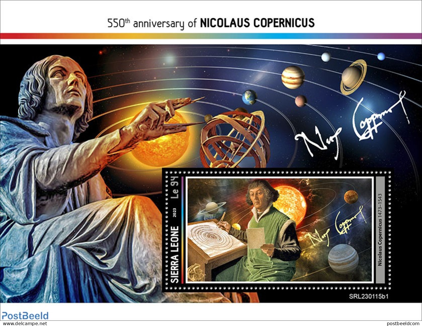 Sierra Leone 2023 Nicolaus Copernicus, Mint NH, Science - Transport - Space Exploration - Sonstige & Ohne Zuordnung