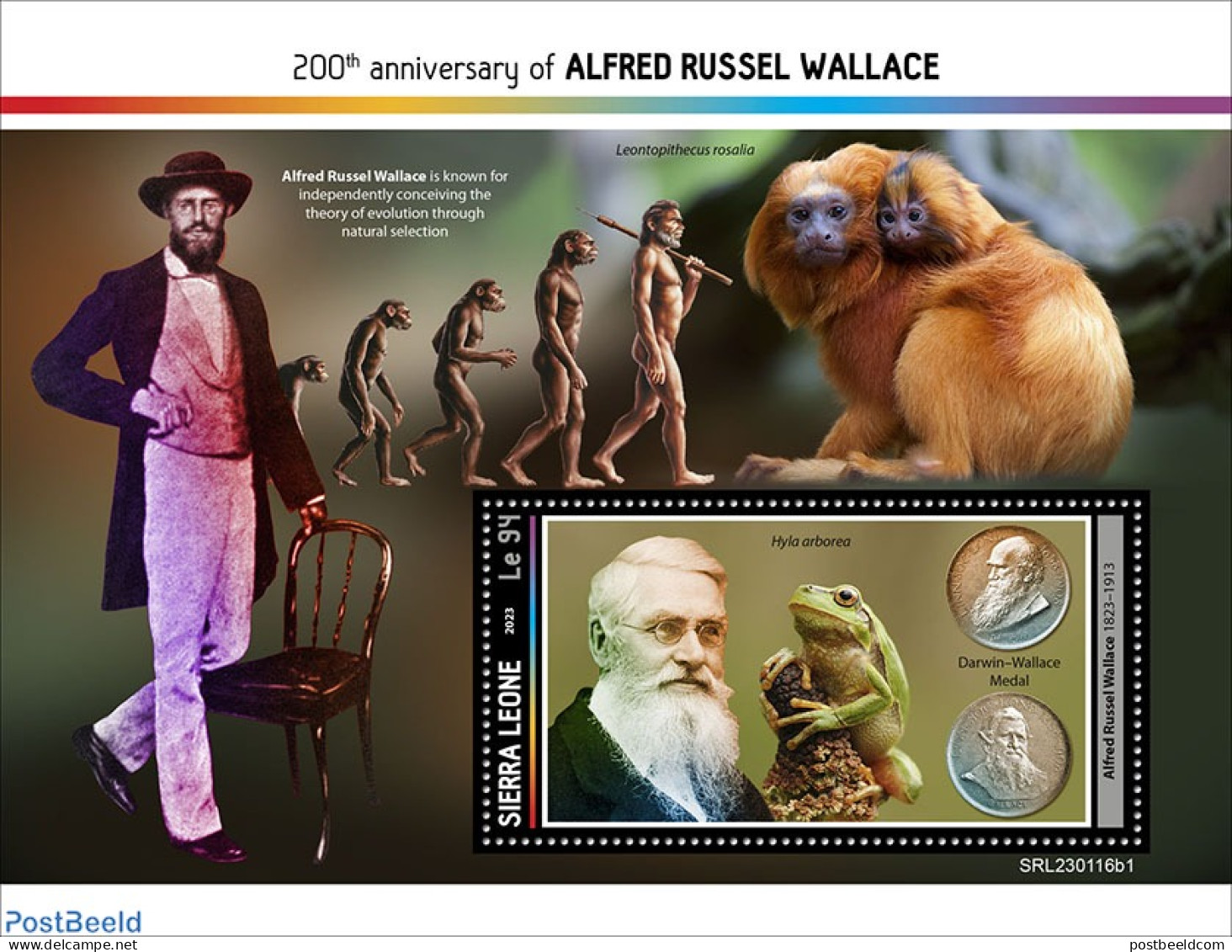 Sierra Leone 2023 Alfred Russel Wallace, Mint NH, Nature - Science - Frogs & Toads - Monkeys - Sonstige & Ohne Zuordnung