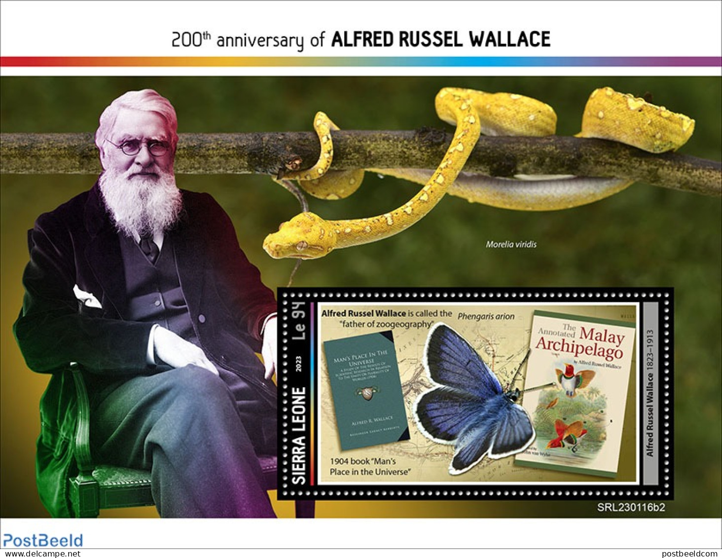 Sierra Leone 2023 Alfred Russel Wallace, Mint NH, Nature - Science - Butterflies - Snakes - Art - Books - Sonstige & Ohne Zuordnung