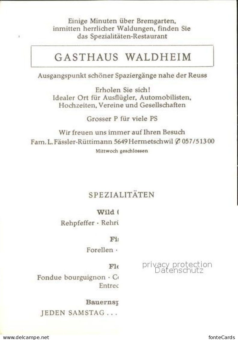 11908959 Hermetschwil-Staffeln Gasthaus Waldheim  Hermetschwil-Staffeln - Sonstige & Ohne Zuordnung