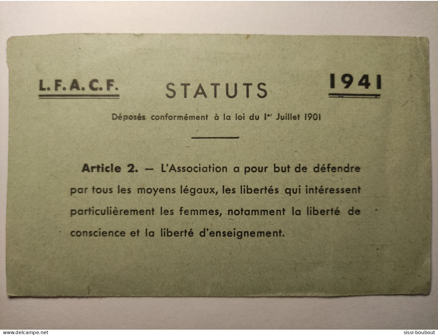 Carte De Menbre - 194 - Ligue Féminine D' Action Catholique Française - Lidmaatschapskaarten