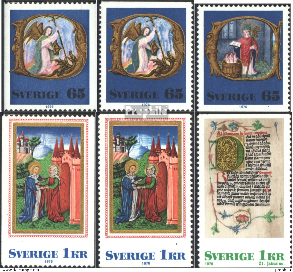 Schweden 966C,D,967D,968A,C,969A (kompl.Ausg.) Postfrisch 1976 Weihnachtsmarken - Unused Stamps