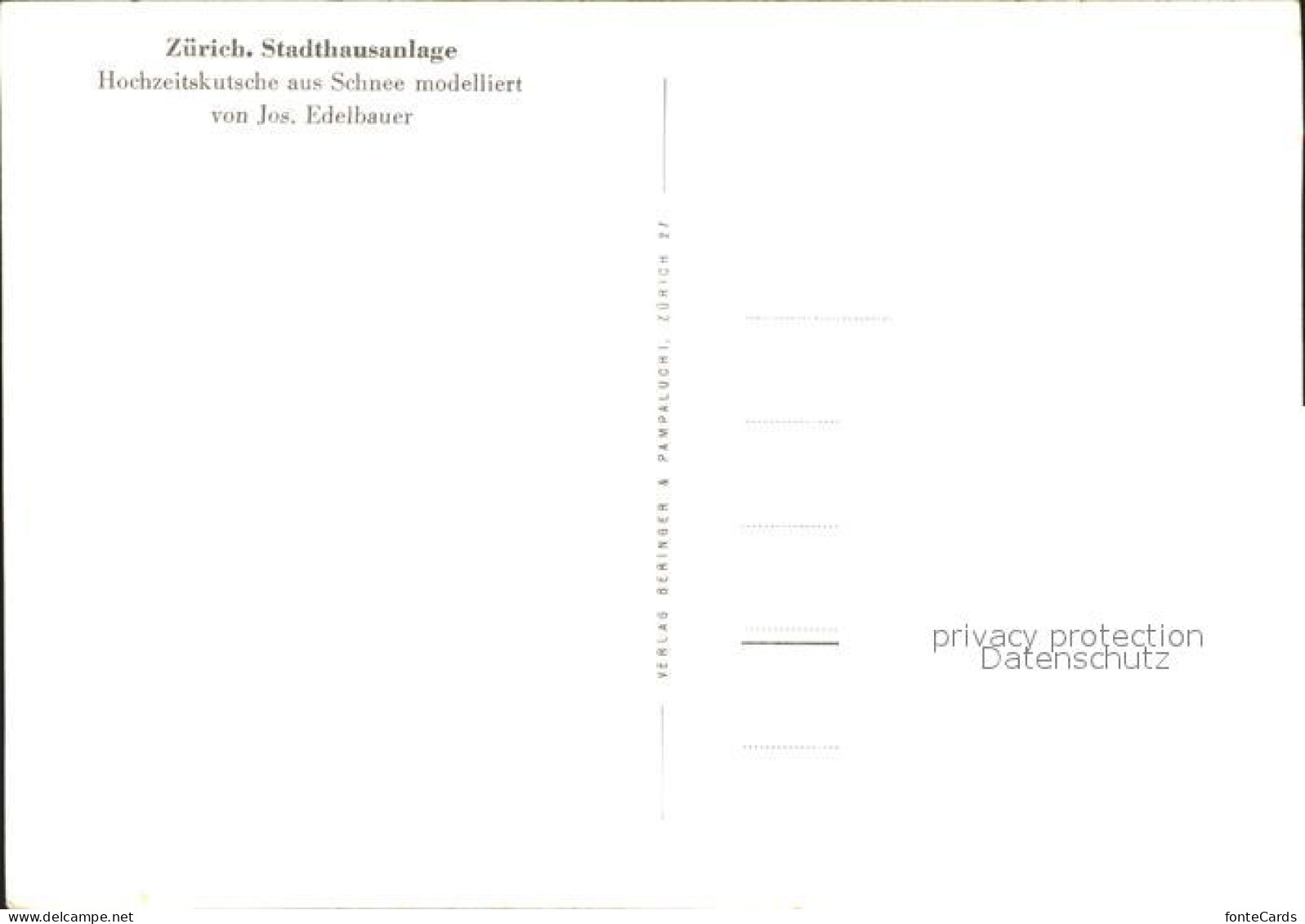 11902489 Zuerich Stadthausanlage Hochzeitskutsche Aus Schnee Modelliert Zuerich - Sonstige & Ohne Zuordnung