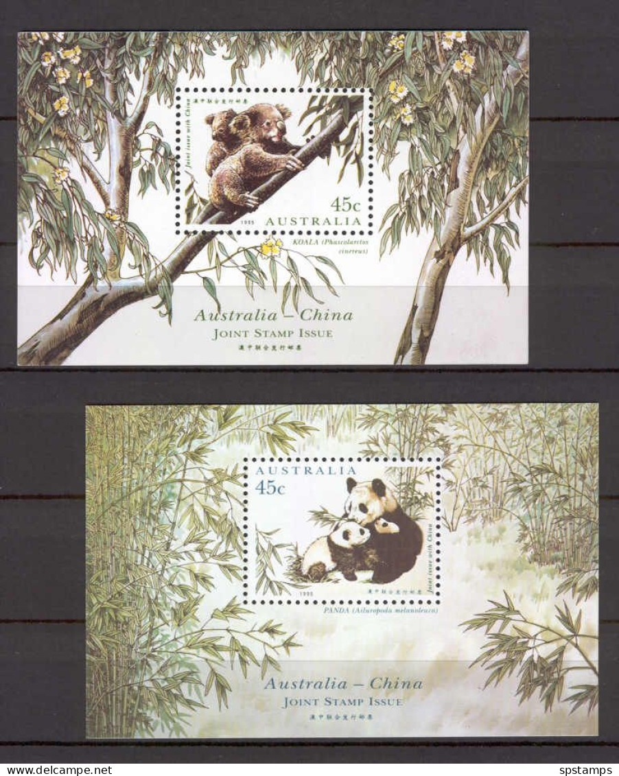 Australia 1995 Rare Animals - Panda - Coala - Joint Issue With China - 2 MS MNH - Autres & Non Classés