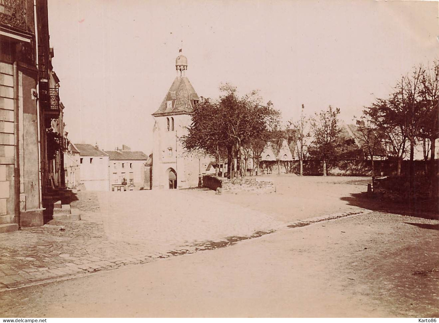 Ancenis * Place Du Village & église * Photo Ancienne Vers 1900 Format 11.2x8.4cm - Ancenis