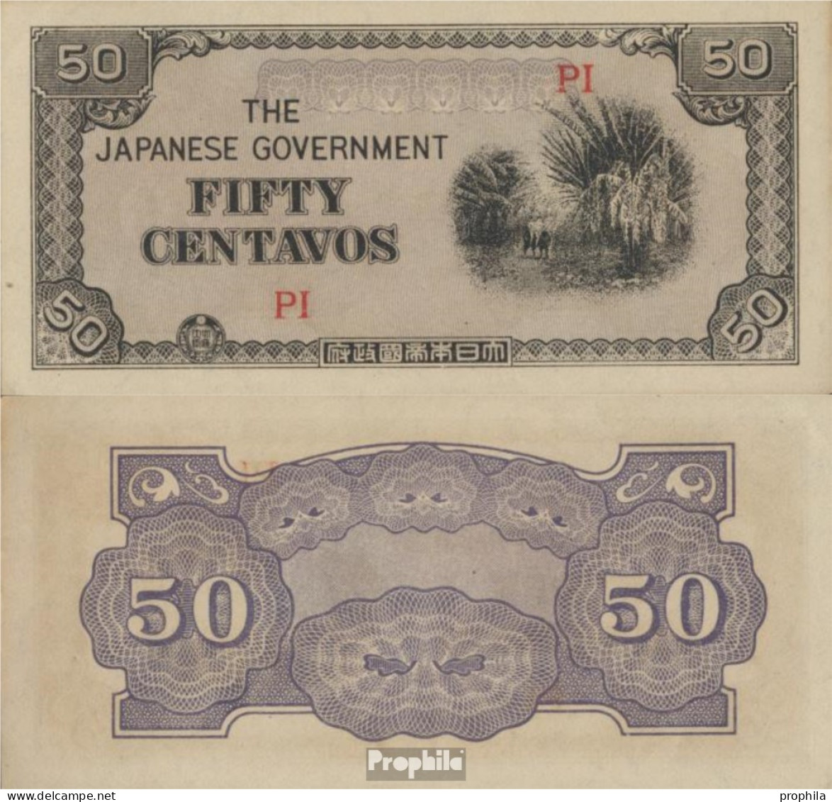Philippinen Pick-Nr: 105b Bankfrisch 1942 50 Centavos - Philippines