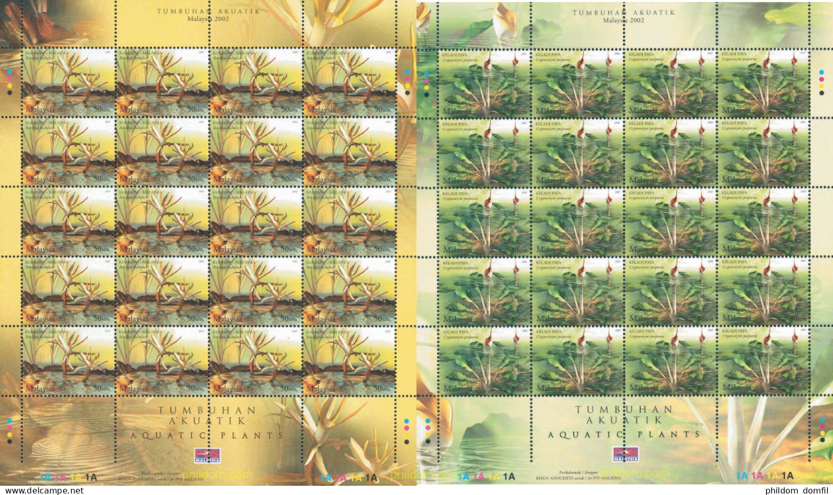 128063 MNH MALASIA 2002 PLANTAS ACUATICAS - Malaysia (1964-...)