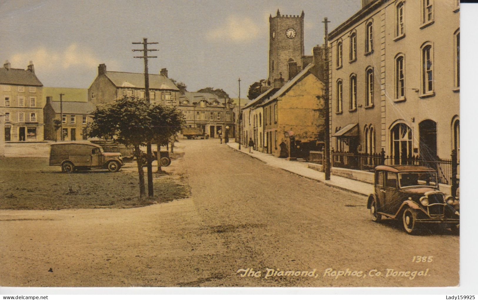 The Diamand Raphoc Co.Donegal Irlande St Eunan's Cathedrale The Clock Tower (1738) Car And Truck (circa 1935) 2 Scans - Autres & Non Classés