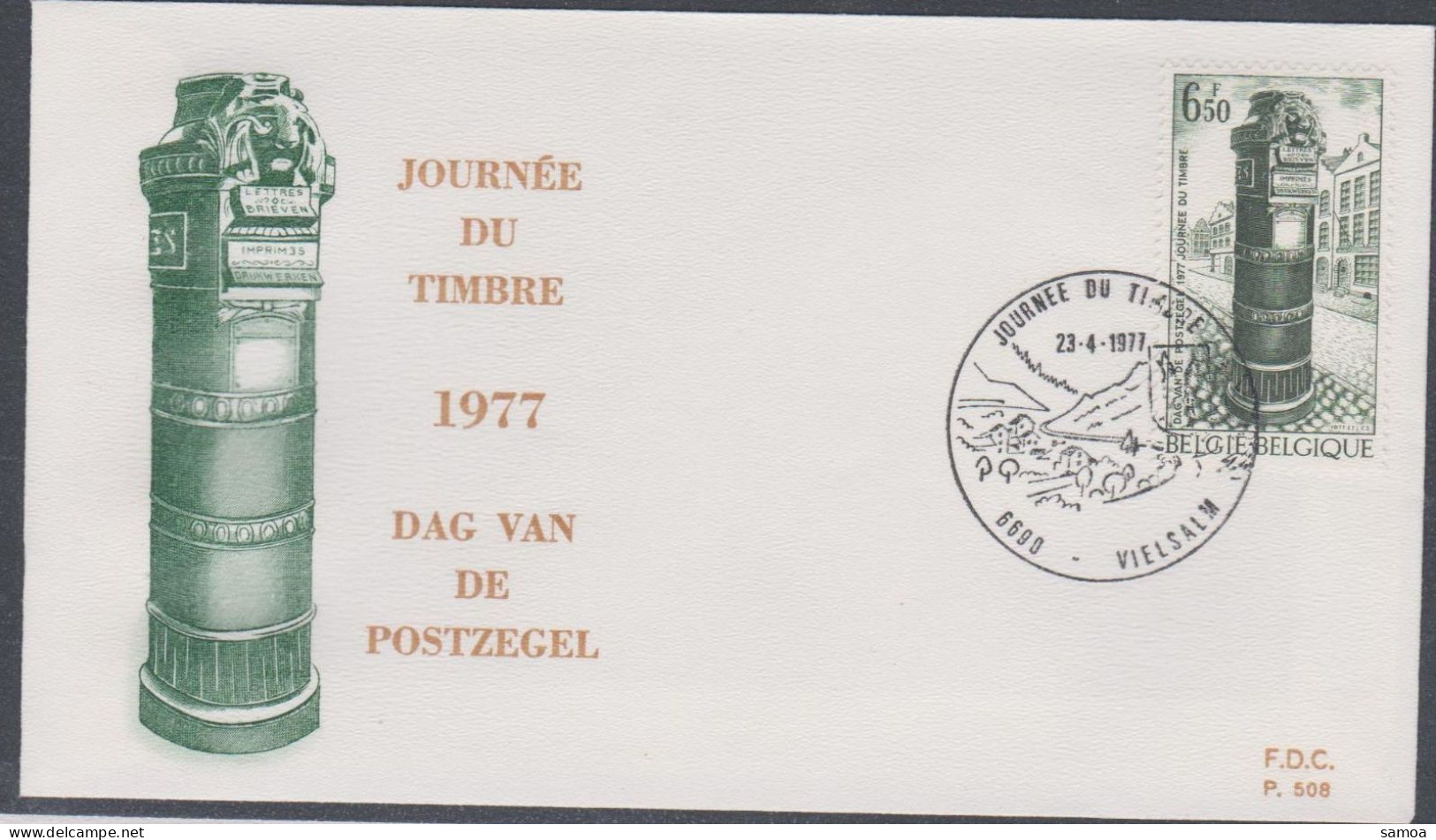 Belgique FDC 1977 1852 Journée Du Timbre Borne Postale Vielsalm - 1971-1980