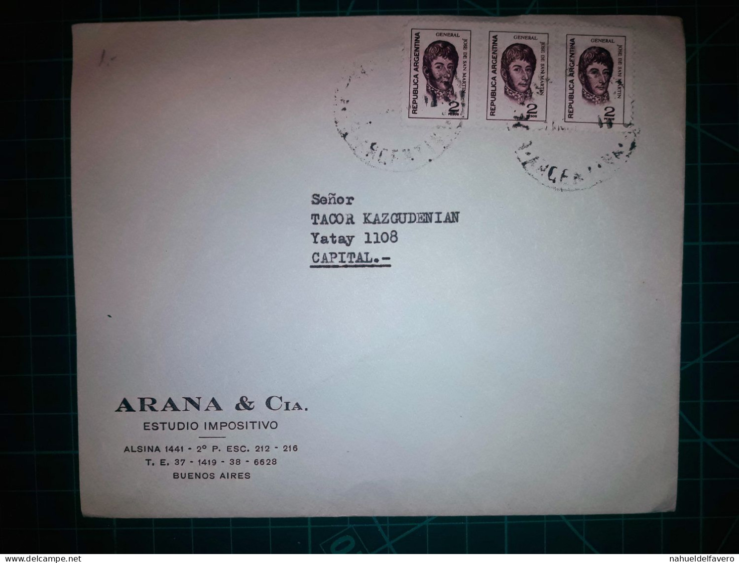 ARGENTINE, Enveloppe Appartenant à "ARANA & Cia, Estudio Impósito)" Circulant Avec Une Variété Colorée De Timbres-poste - Used Stamps