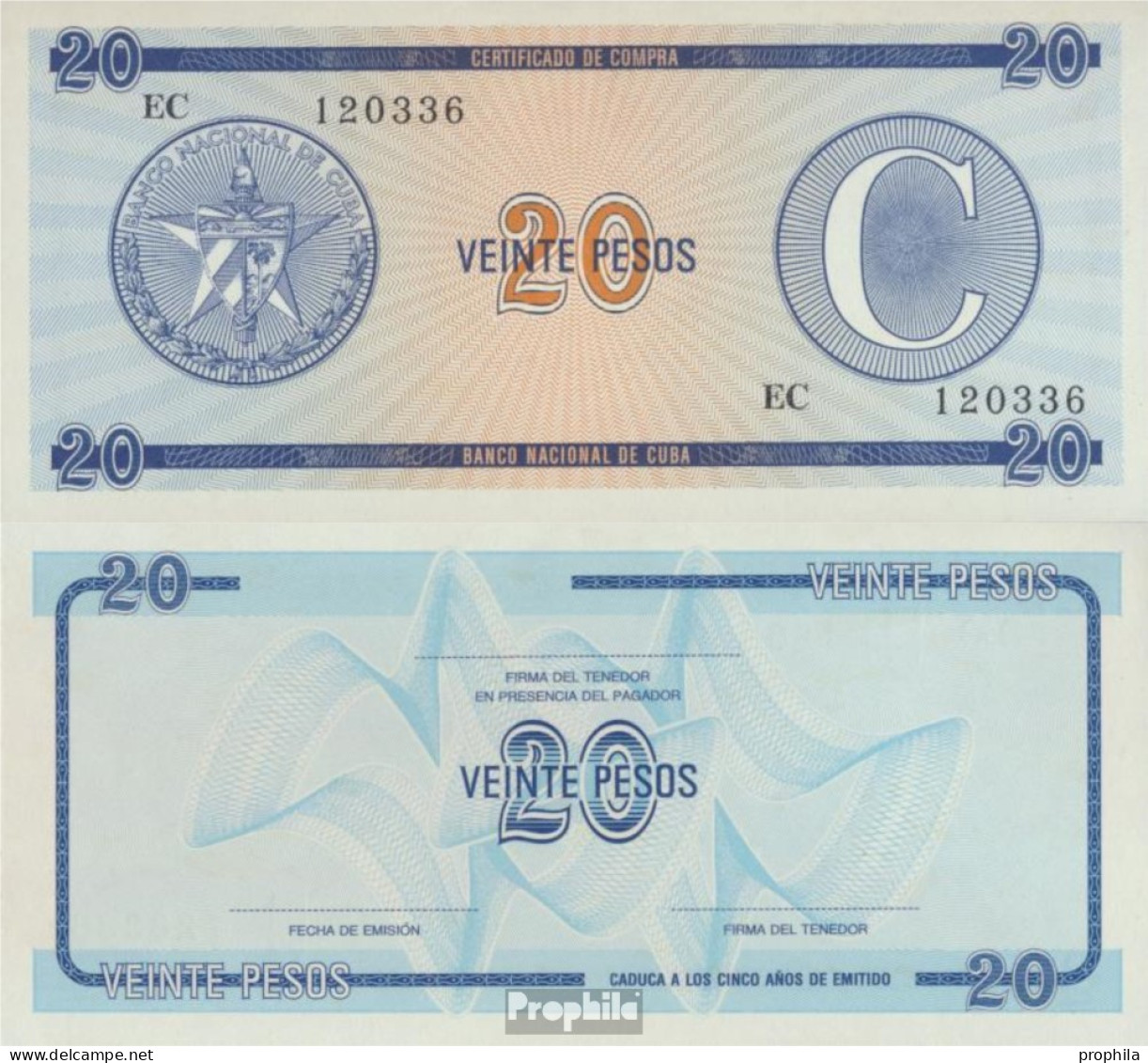 Kuba Pick-Nr: FX23 Bankfrisch 20 Pesos - Cuba