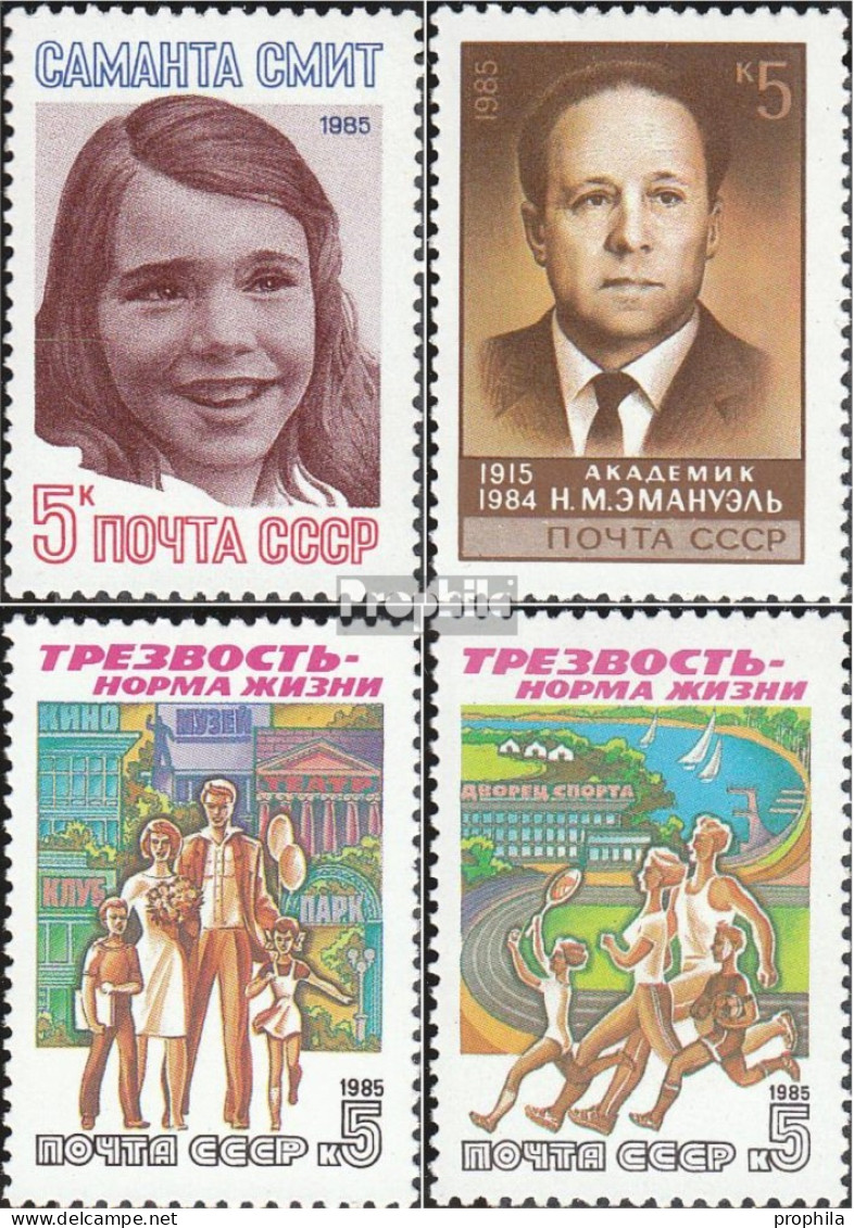 Sowjetunion 5564,5565,5566-5567 (kompl.Ausg.) Postfrisch 1985 Samantha Smith, Emanuel, Alkohol - Unused Stamps