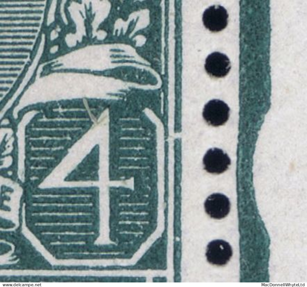 Ireland 1922-23 Thom Saorstat 3-line Ovpt On 4d, Var "Accent Missing" And "Frame Break At Right" In Strip Of 4 - Neufs