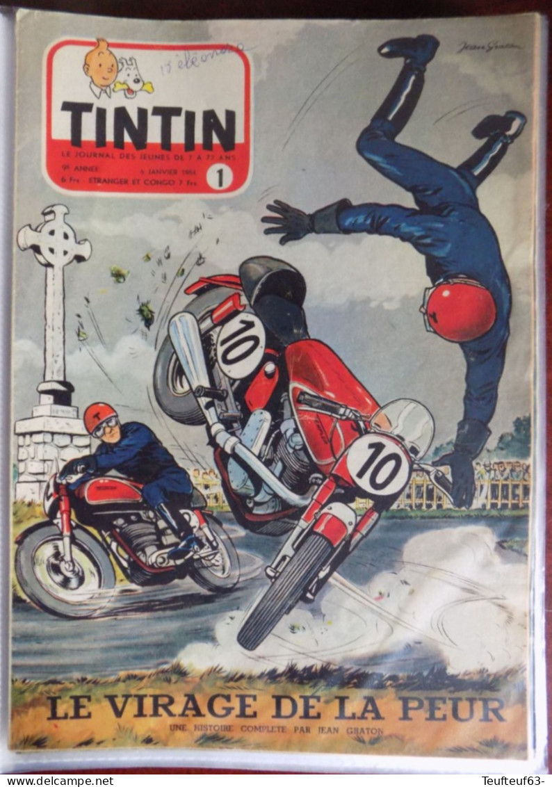 Tintin N° 1-1954 Couv. Graton " Le Virage De La Peur " - Tintin