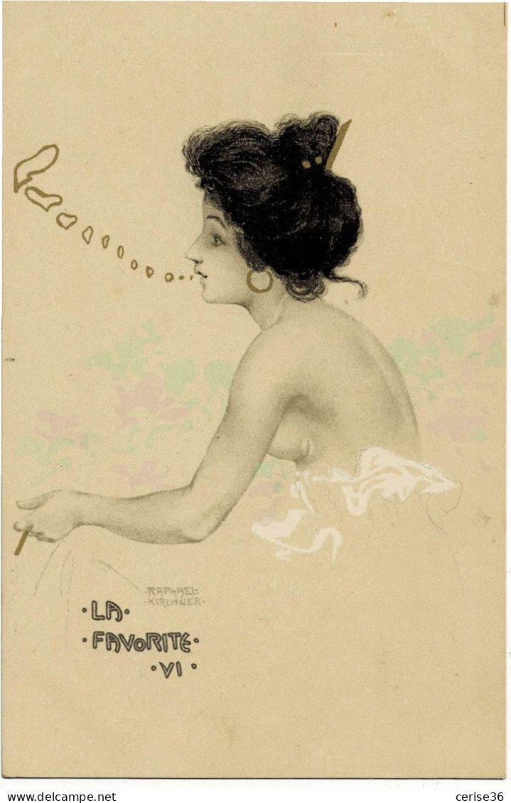 Série complète de 6 cartes " La Favorite " signée Raphael Kirchner " en parfait état.