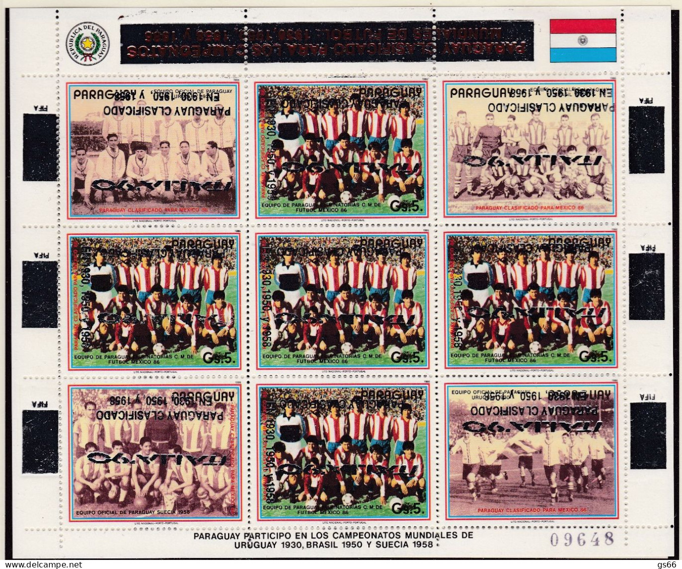 Paraguay, 1989, Football Soccer World Cup Italia 90,sheetlet With Silver/blau Overprint, MNH **. - 1990 – Italien