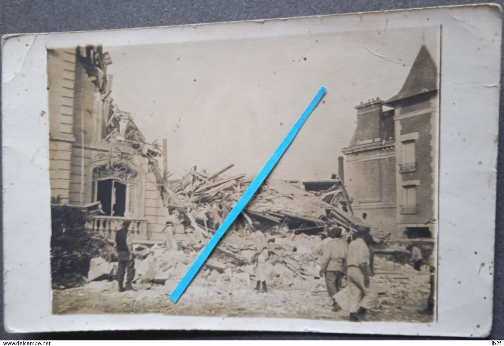 1915 Compiègne 2eme Bombardement Rue Carnot Destruction Pierre D'Ailly Ww1 Poilu 14 18 Photo - Krieg, Militär