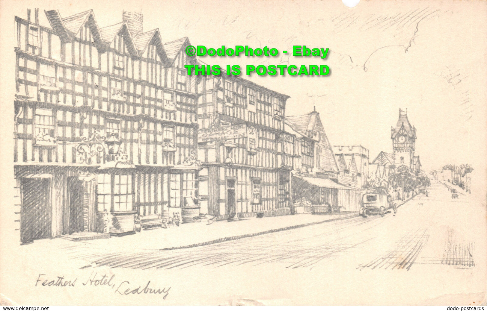 R423271 Ledbury. Feathers Hotel. E. W. Preece. Pencil Sketch Reproduction. 1938 - World