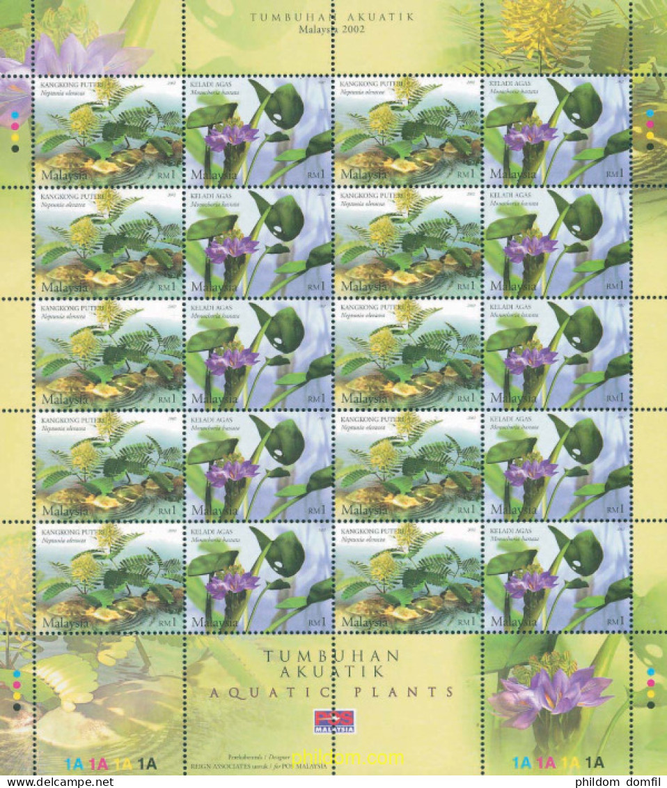 128065 MNH MALASIA 2002 PLANTAS ACUATICAS - Maleisië (1964-...)