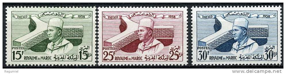 Maroc  386/88 ** UNESCO. 1958 - Morocco (1956-...)