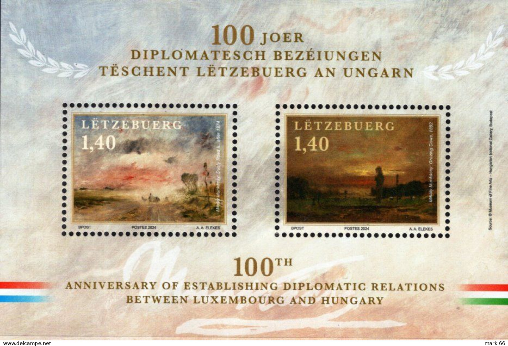 Luxembourg - 2024 - Centenary Of Diplomatic Relations With Hungary - Mint Souvenir Sheet - Nuevos