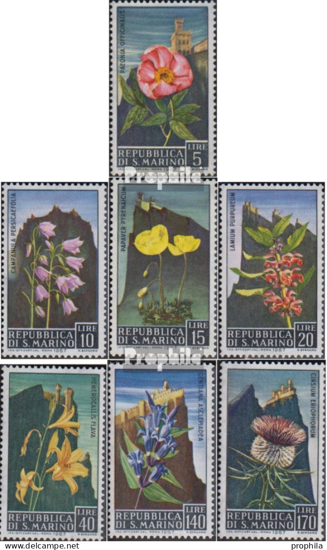 San Marino 880-886 (kompl.Ausg.) Postfrisch 1967 Blumen - Unused Stamps