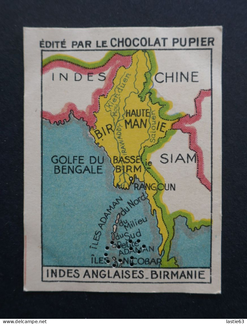 Image Chromo  Chocolat Pupier. Album Asie 1938. Carte Indes Anglaises Birmanie Golf Du BengaleSiam Chine - Autres & Non Classés