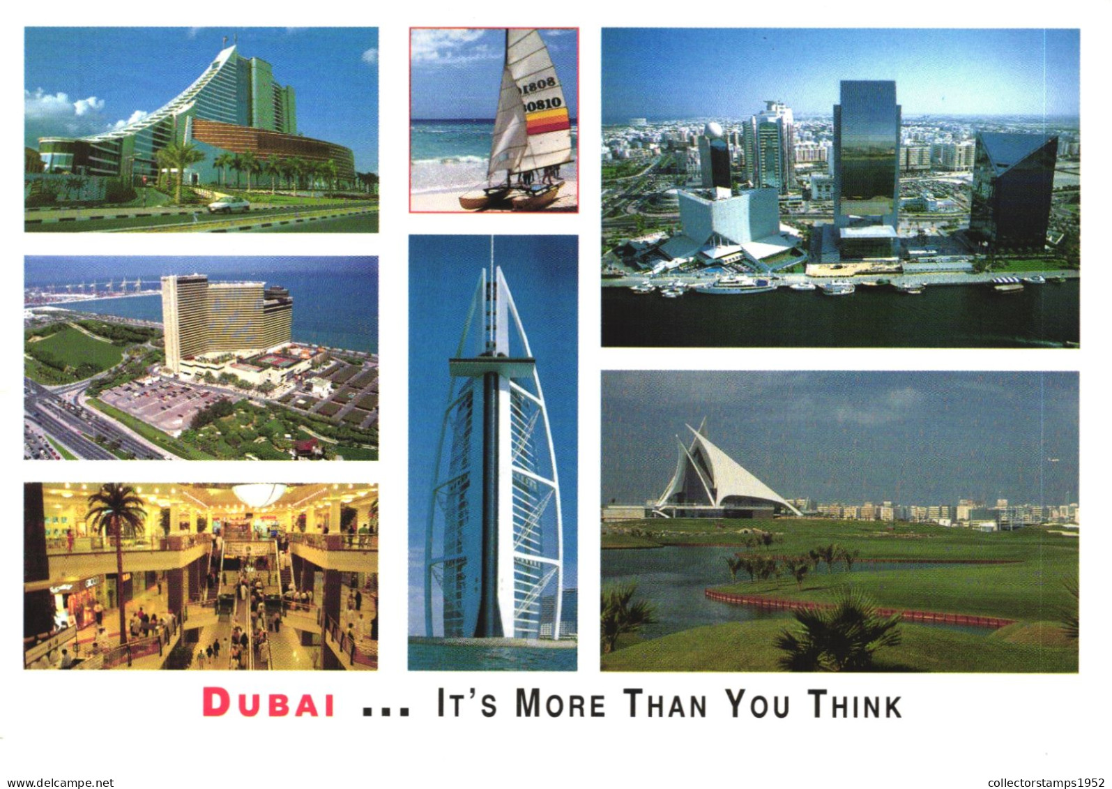 MULTIPLE VIEWS, ARCHITECTURE, TOWER, CARS, SKYLINE, BOAT, DUBAI, POSTCARD - Dubai