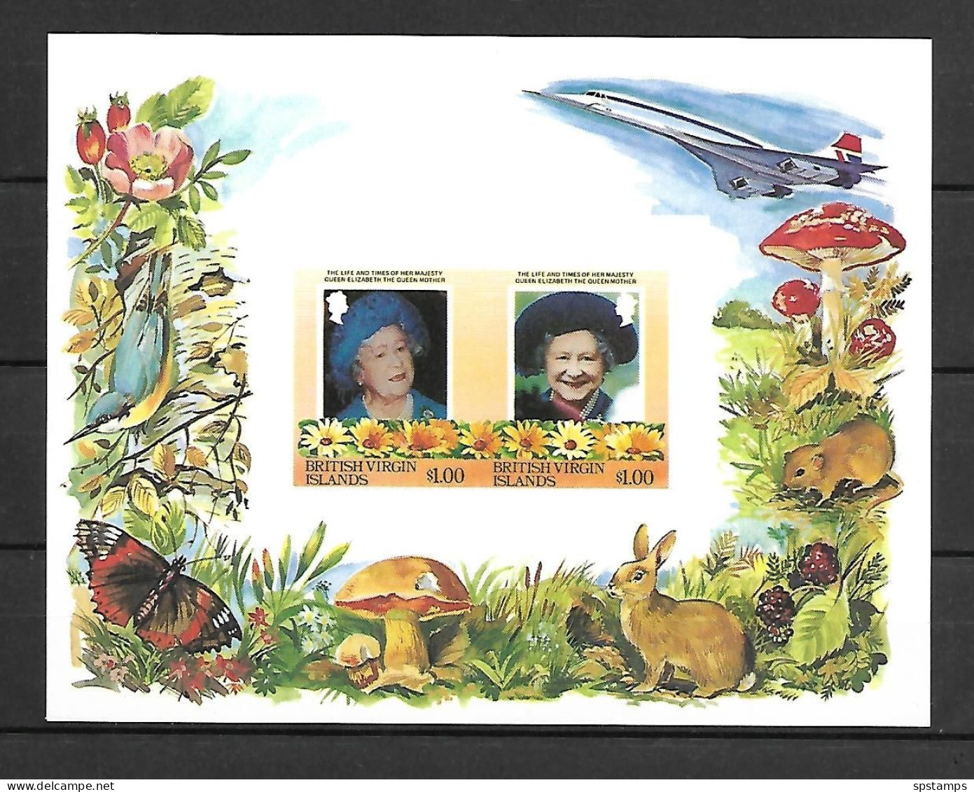 British Virgin Islands 1985 The 85th Anniversary Of The Birth Of Queen Elizabeth IMPERFORATE MS #2 MNH - Case Reali