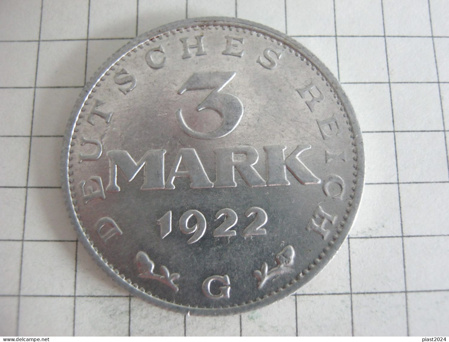 Germany 3 Mark 1922 G - 3 Mark & 3 Reichsmark