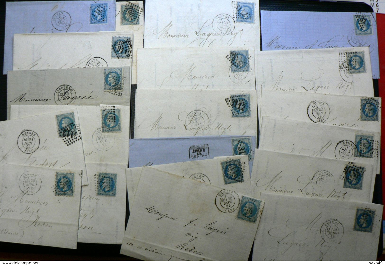 LOT DE 20 VIEILLES LETTRES ENTIERES  ADRESSEES à Mr LAGREE AVEC CORRESPONDANCE - 1849-1876: Classic Period