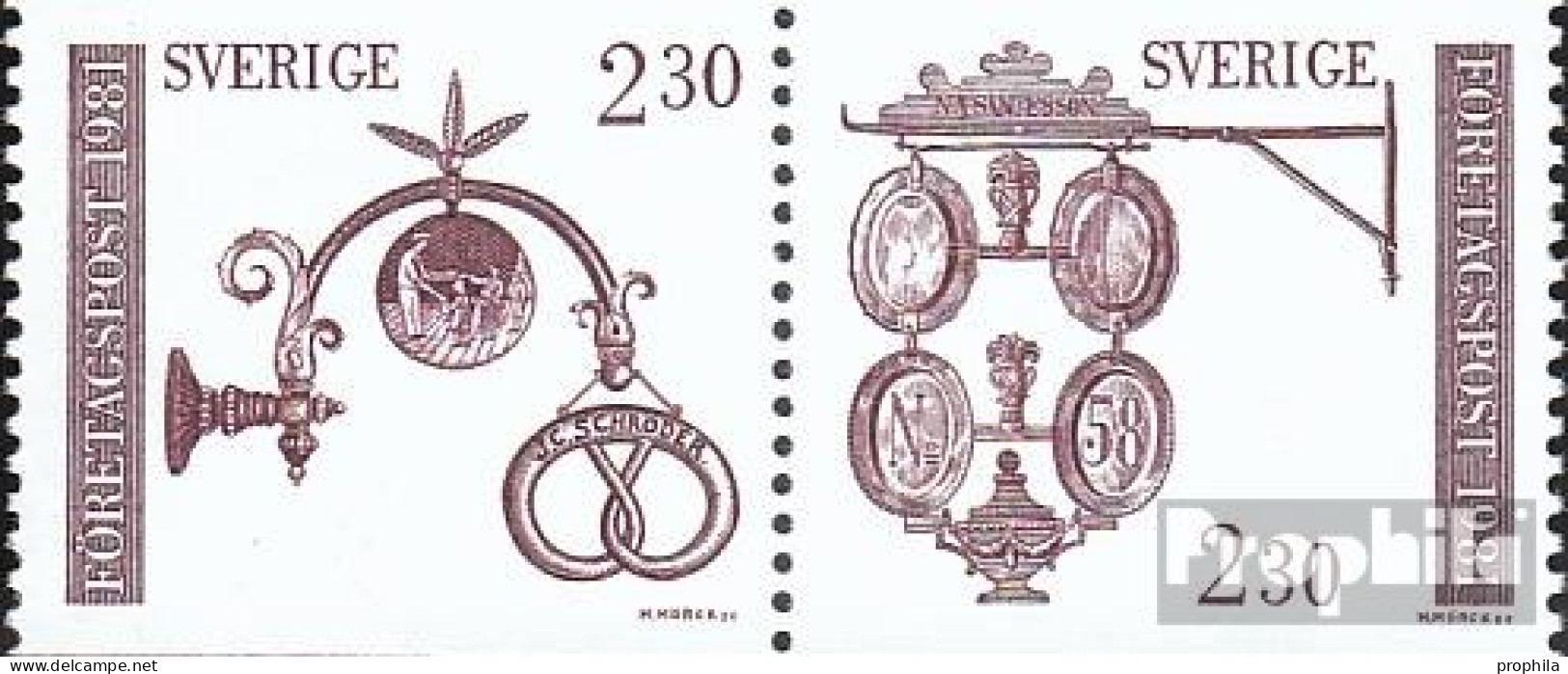 Schweden 1166-1167 Paar (kompl.Ausg.) Postfrisch 1981 Handwerkerschilder - Unused Stamps