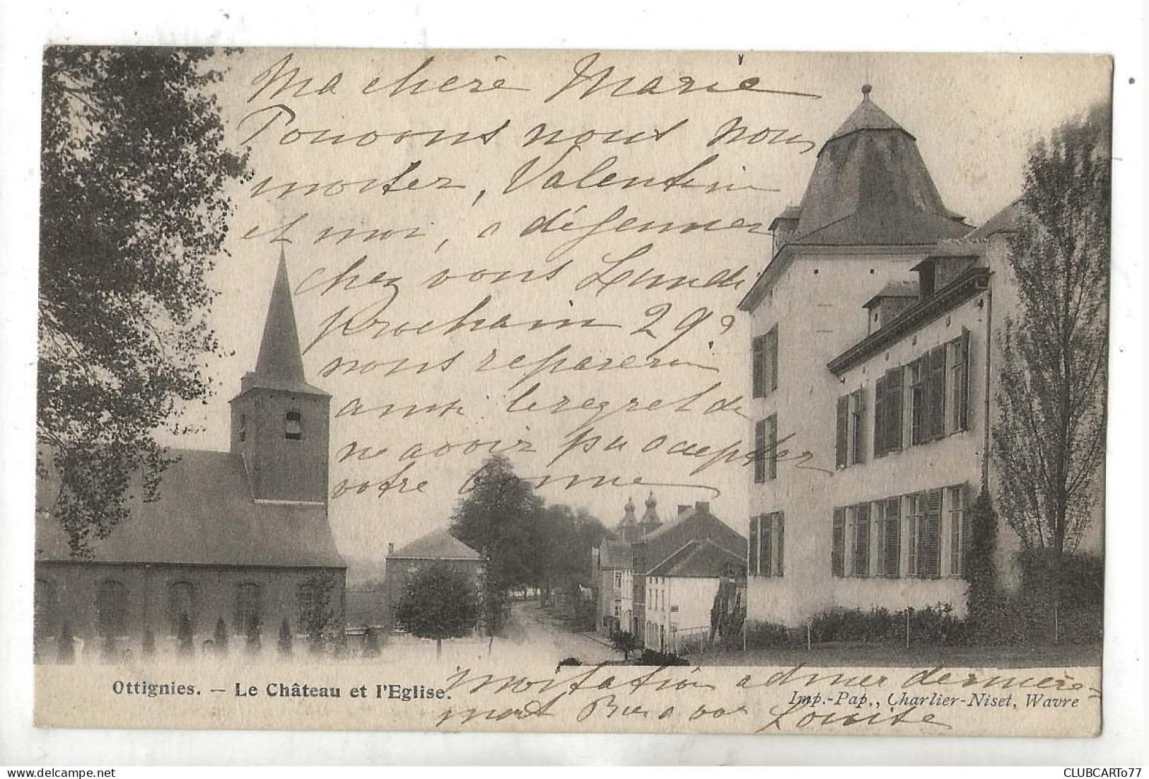 Ottignies-Louvain-la-Neuve (Belgique, Brabant Wallon) : La Rue De L'église D'Ottignies Prise Du Château En 1904 PF. - Ottignies-Louvain-la-Neuve