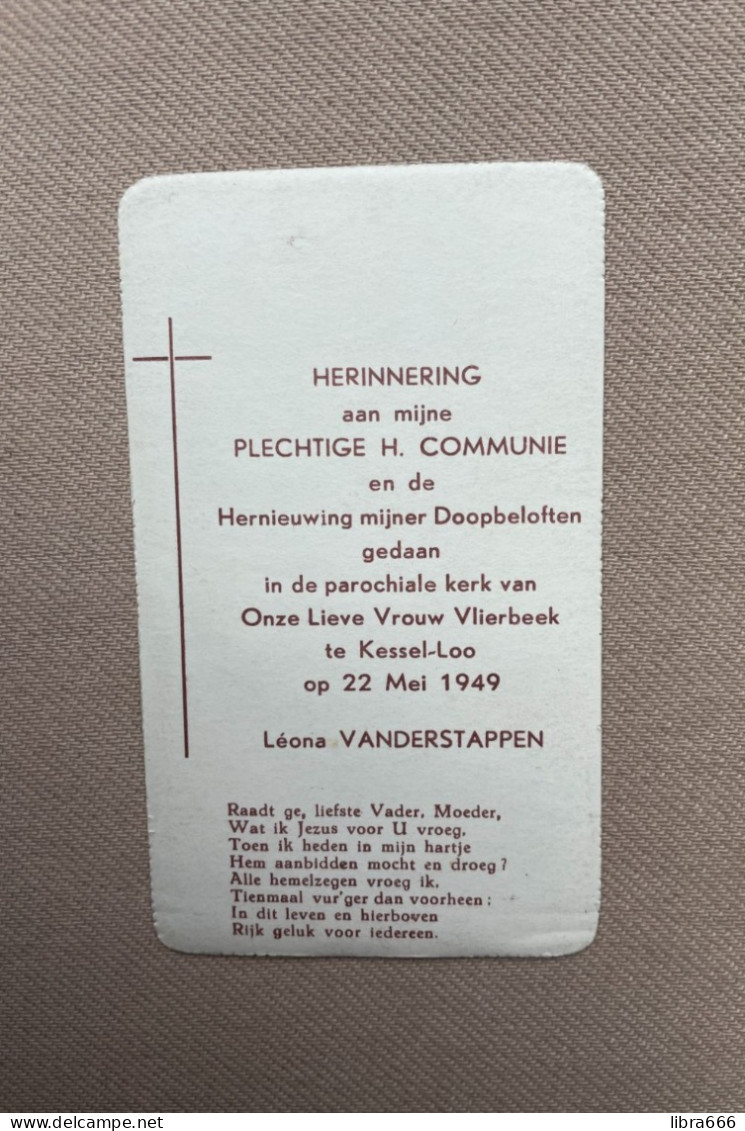 Communie - VANDERSTAPPEN Léona - 1949 - Onze Lieve Vrouw - KESSEL-LO - Communie